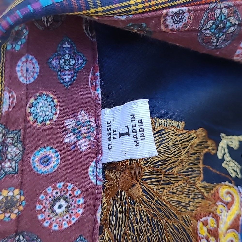 ROBERT GRAHAM Red Gold Blue Plaid Cotton Large Mens Long Sleeve Shirt - Picture 6 of 7
